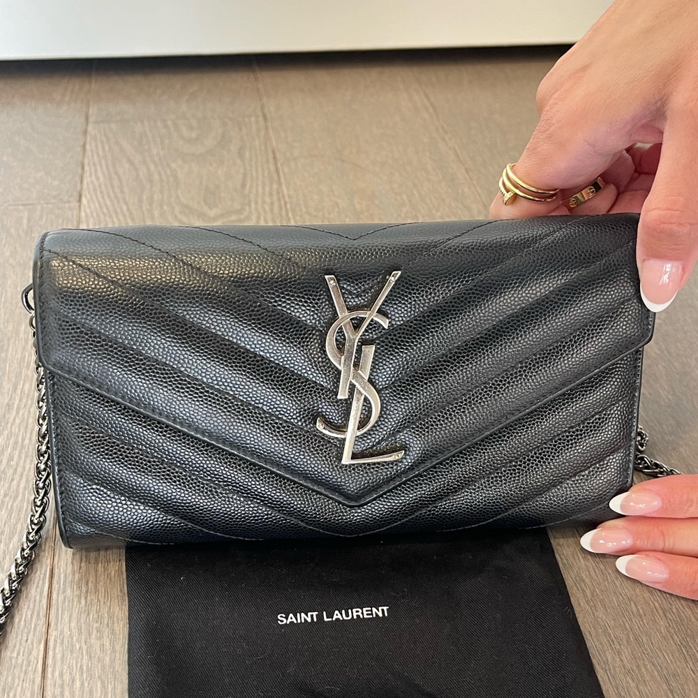 Authentic Yves Saint Laurent Caviar Cassandra WOC with dustbag and a strap!